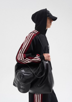BLIND NO PLAN Striped Hooded Zip Up Sweatshirt Jacket
