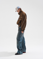 BLIND NO PLAN Color Clash Short Track Jacket