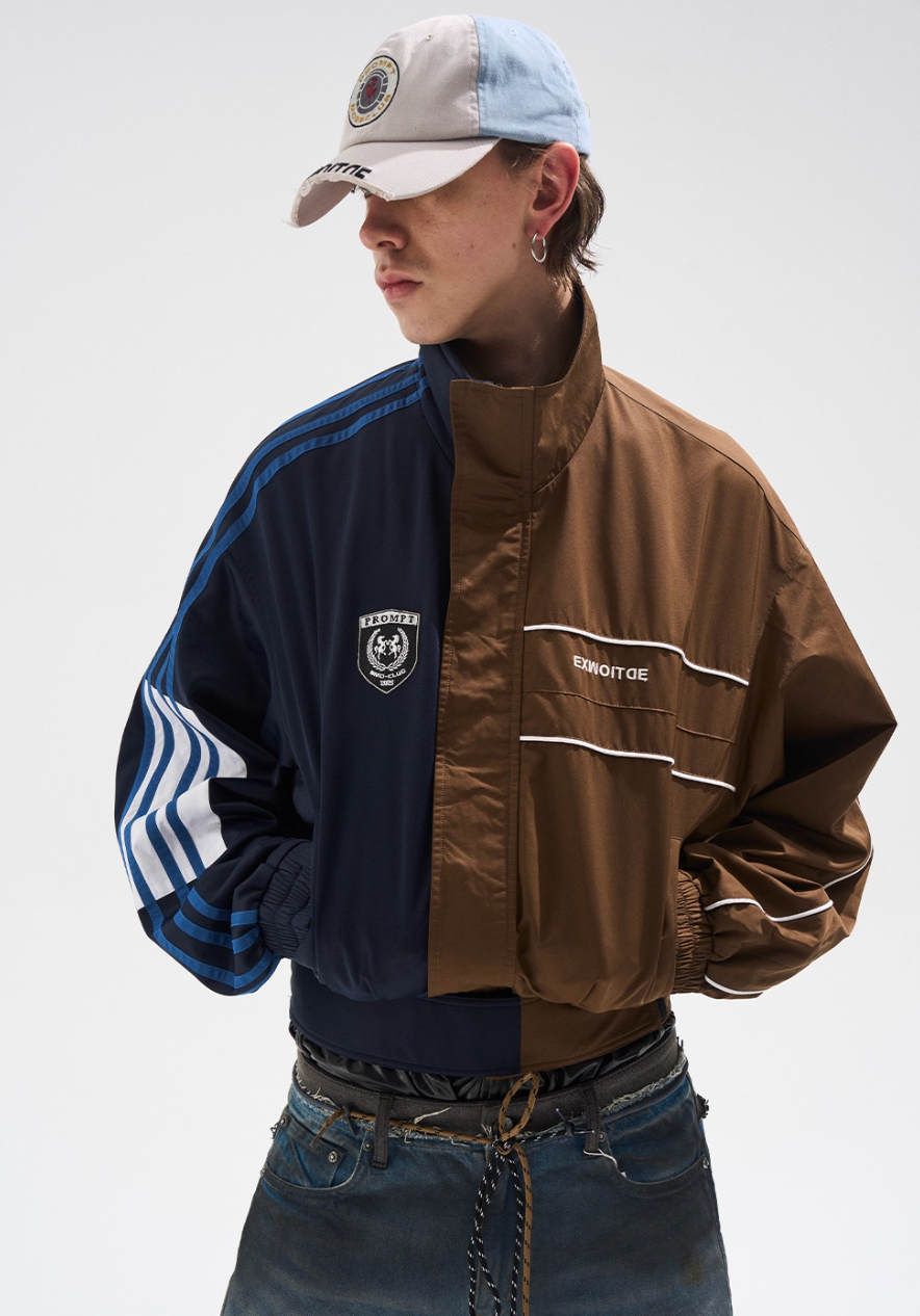 BLIND NO PLAN Color Clash Short Track Jacket