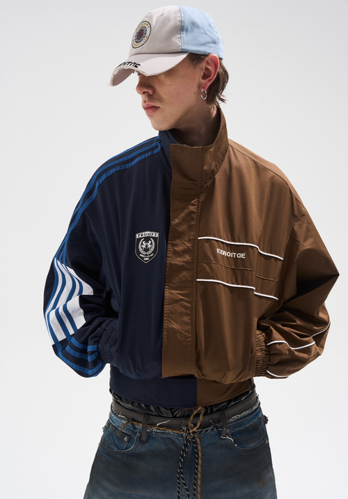 BLIND NO PLAN Color Clash Short Track Jacket