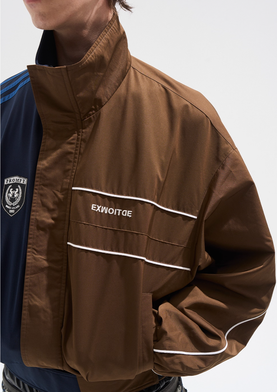 BLIND NO PLAN Color Clash Short Track Jacket