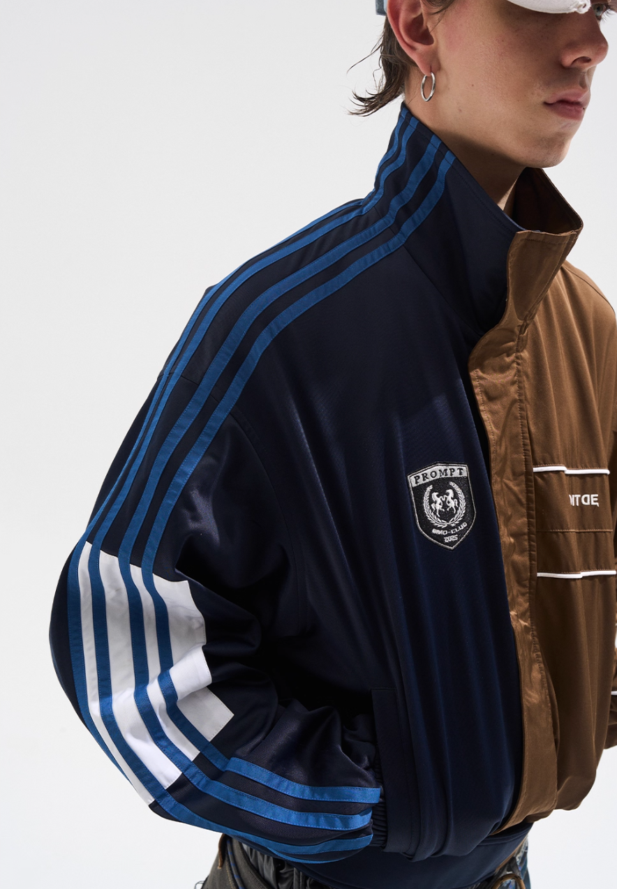 BLIND NO PLAN Color Clash Short Track Jacket