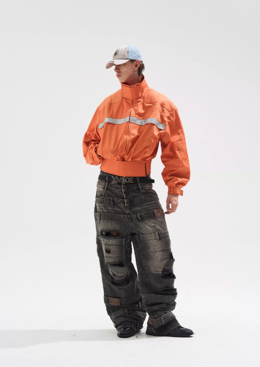 BLIND NO PLAN Reflective Stripes Short Jacket