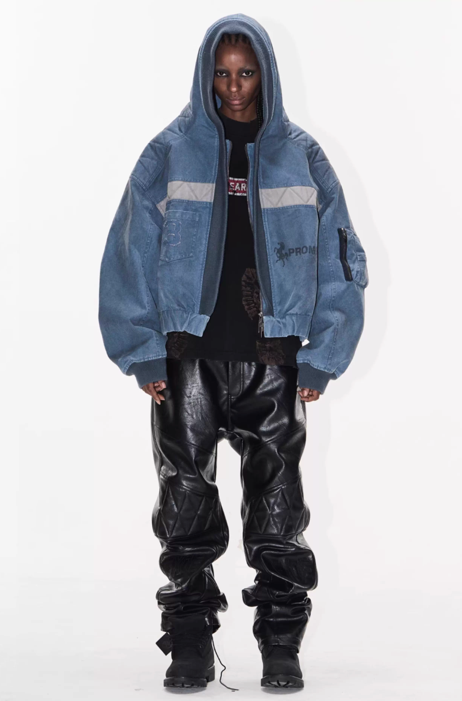 BLIND NO PLAN Washed Distressed MA-1 Work Jacket