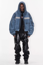 BLIND NO PLAN Washed Distressed MA-1 Work Jacket