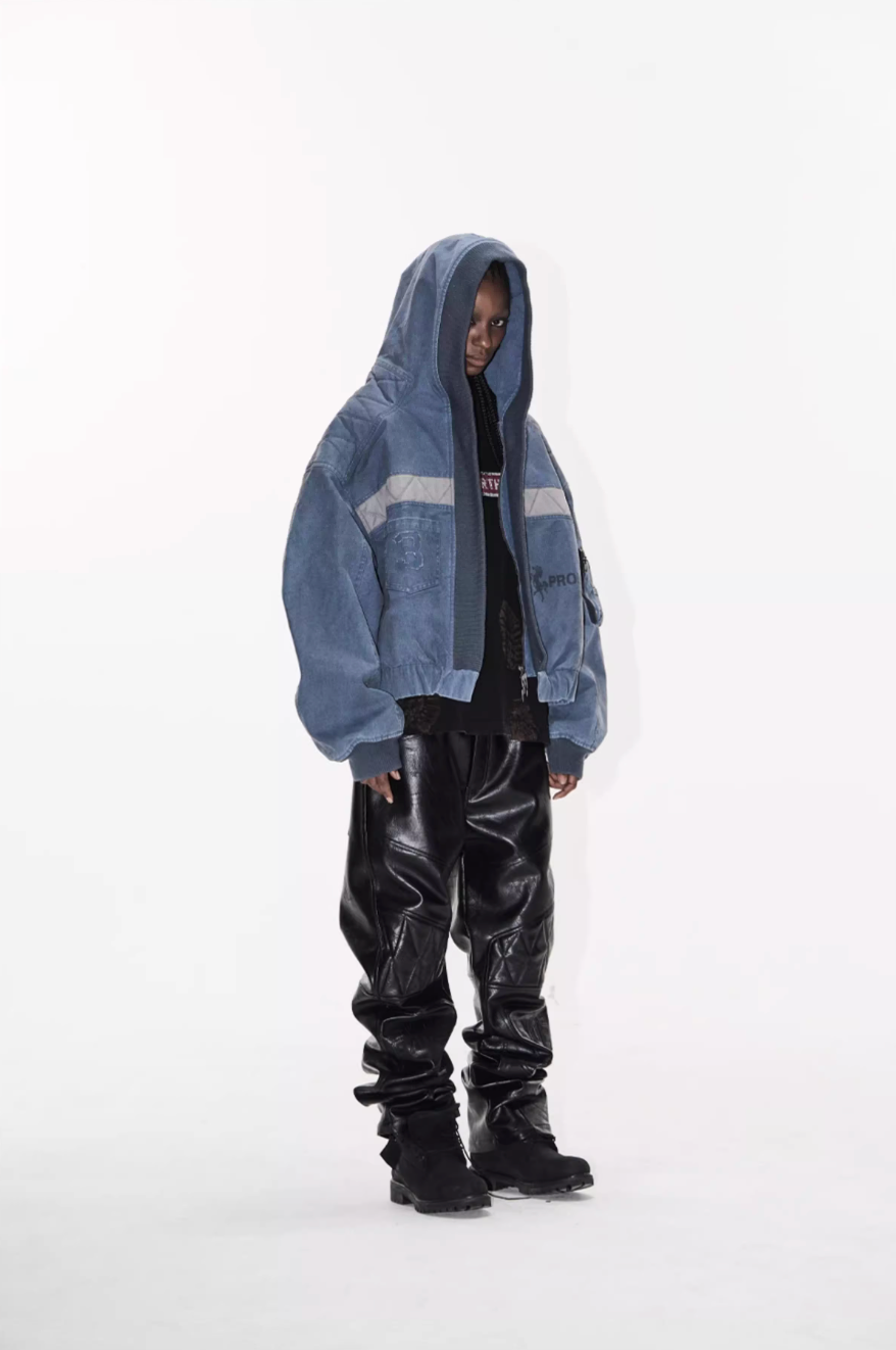 BLIND NO PLAN Washed Distressed MA-1 Work Jacket