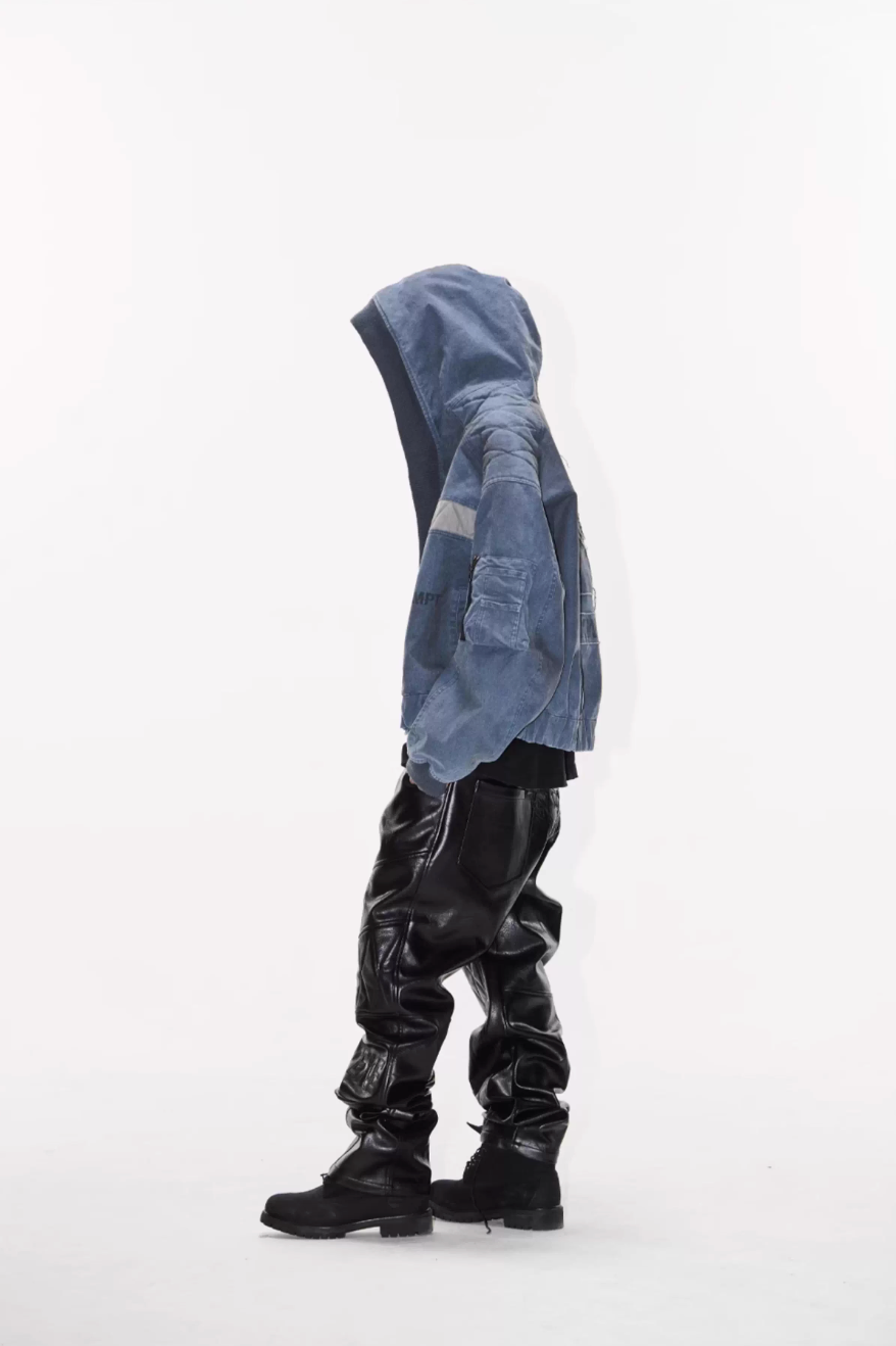BLIND NO PLAN Washed Distressed MA-1 Work Jacket