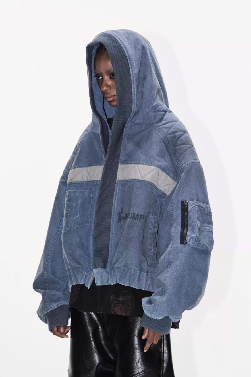 BLIND NO PLAN Washed Distressed MA-1 Work Jacket