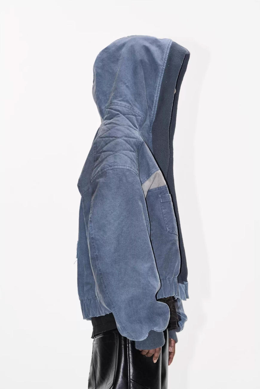 BLIND NO PLAN Washed Distressed MA-1 Work Jacket