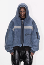 BLIND NO PLAN Washed Distressed MA-1 Work Jacket