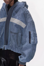 BLIND NO PLAN Washed Distressed MA-1 Work Jacket