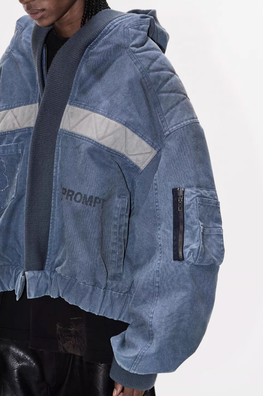 BLIND NO PLAN Washed Distressed MA-1 Work Jacket