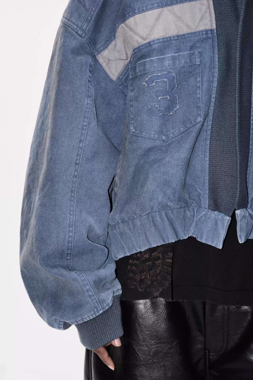 BLIND NO PLAN Washed Distressed MA-1 Work Jacket