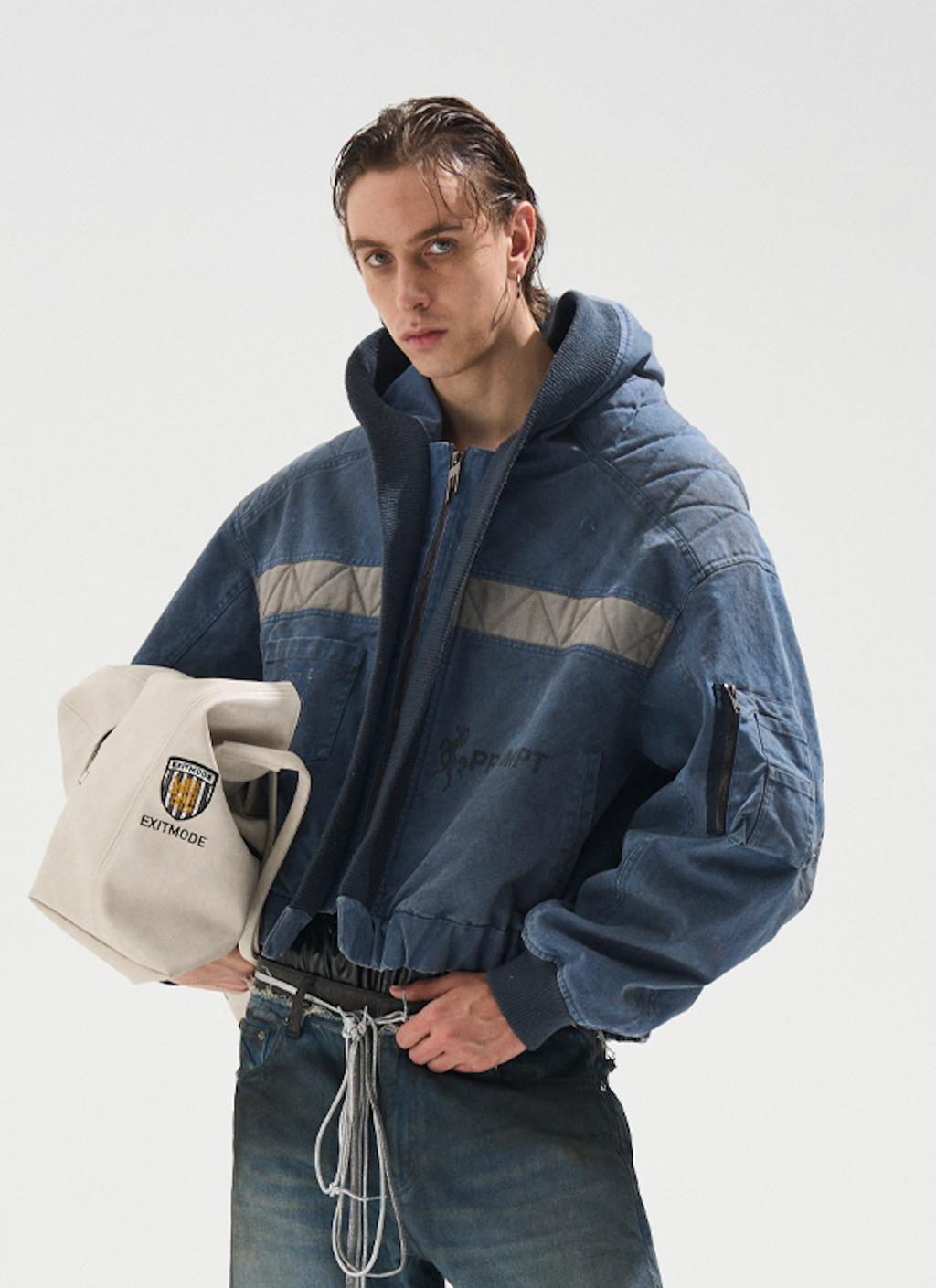 BLIND NO PLAN Washed Distressed MA-1 Work Jacket