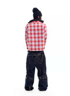BLIND NO PLAN Reversible Plaid Long Sleeve Shirt Jacket