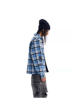 BLIND NO PLAN Reversible Plaid Long Sleeve Shirt Jacket