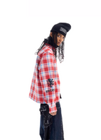 BLIND NO PLAN Reversible Plaid Long Sleeve Shirt Jacket
