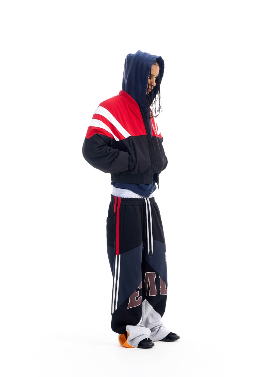 BLIND NO PLAN Contrast Color Sports Bomber Jacket