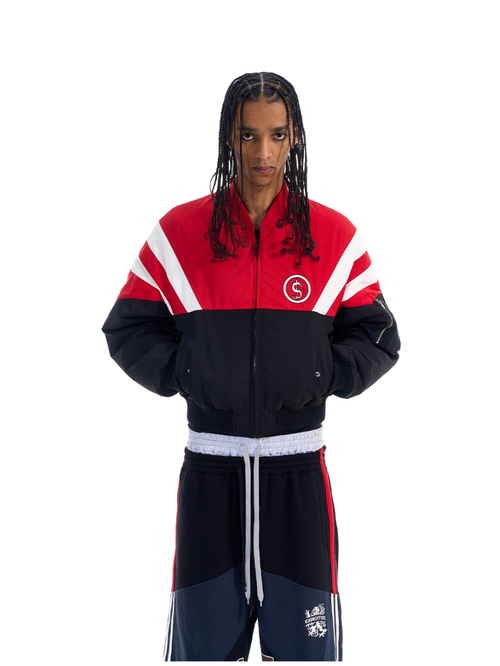 BLIND NO PLAN Contrast Color Sports Bomber Jacket