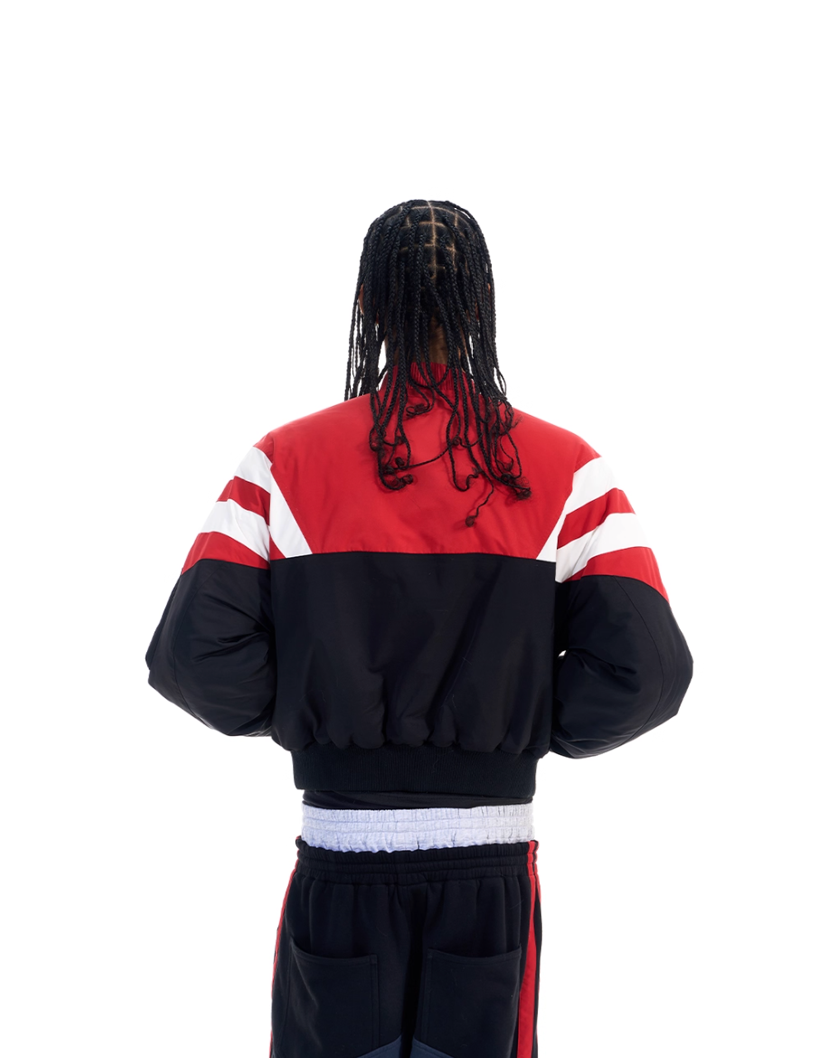 BLIND NO PLAN Contrast Color Sports Bomber Jacket