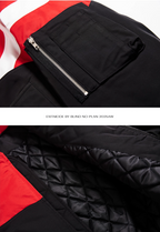 BLIND NO PLAN Contrast Color Sports Bomber Jacket