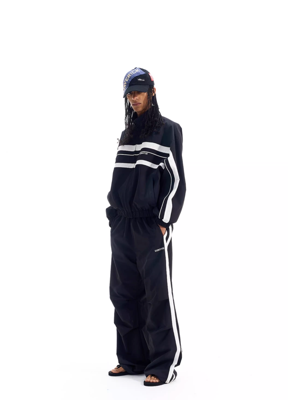 BLIND NO PLAN Color Block Windproof Sport Track Jacket