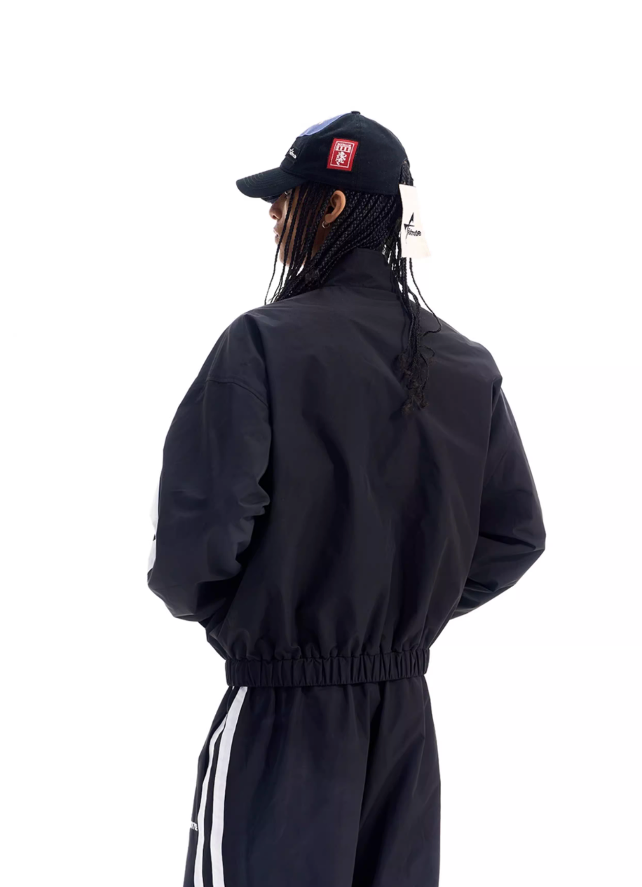 BLIND NO PLAN Color Block Windproof Sport Track Jacket
