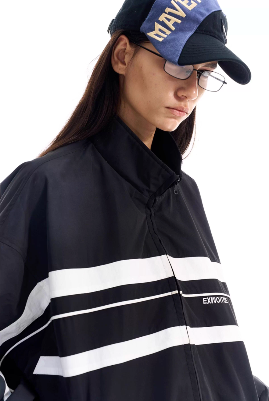BLIND NO PLAN Color Block Windproof Sport Track Jacket