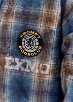BLIND NO PLAN Fur Collar Plaid Padded Shirt Jacket