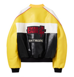 BLIND NO PLAN Color Block Embroidered Racing Leather Jacket
