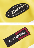 BLIND NO PLAN Color Block Embroidered Racing Leather Jacket