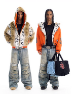 BLIND NO PLAN Reversible Leopard Fur Padded Bomber Jacket