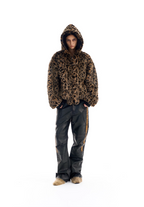 BLIND NO PLAN Reversible Leopard Fur Padded Bomber Jacket