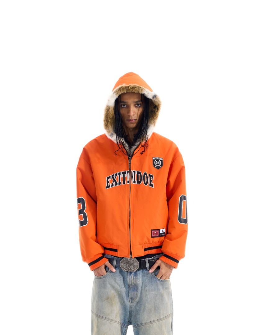 BLIND NO PLAN Reversible Leopard Fur Padded Bomber Jacket