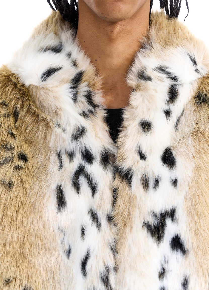 BLIND NO PLAN Reversible Leopard Fur Padded Bomber Jacket