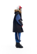 BLIND NO PLAN Color Block Fur Collar Coat