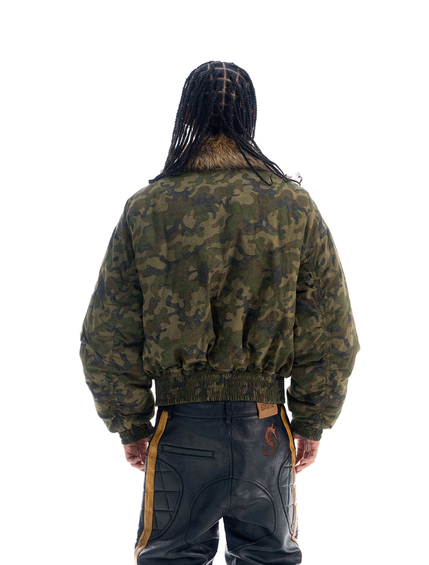 BLIND NO PLAN Reversible Camouflage MA-1 Bomber Jacket