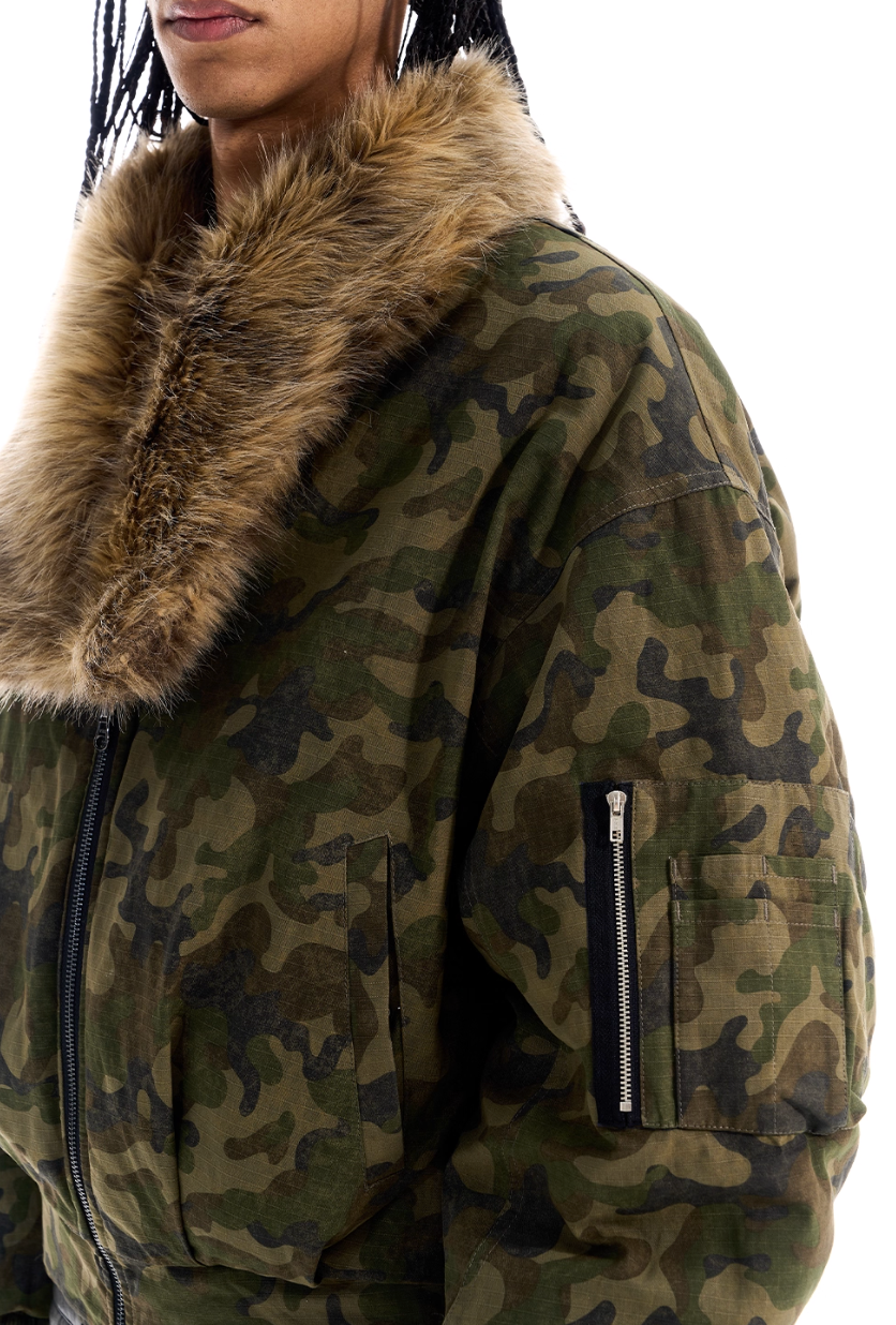BLIND NO PLAN Reversible Camouflage MA-1 Bomber Jacket