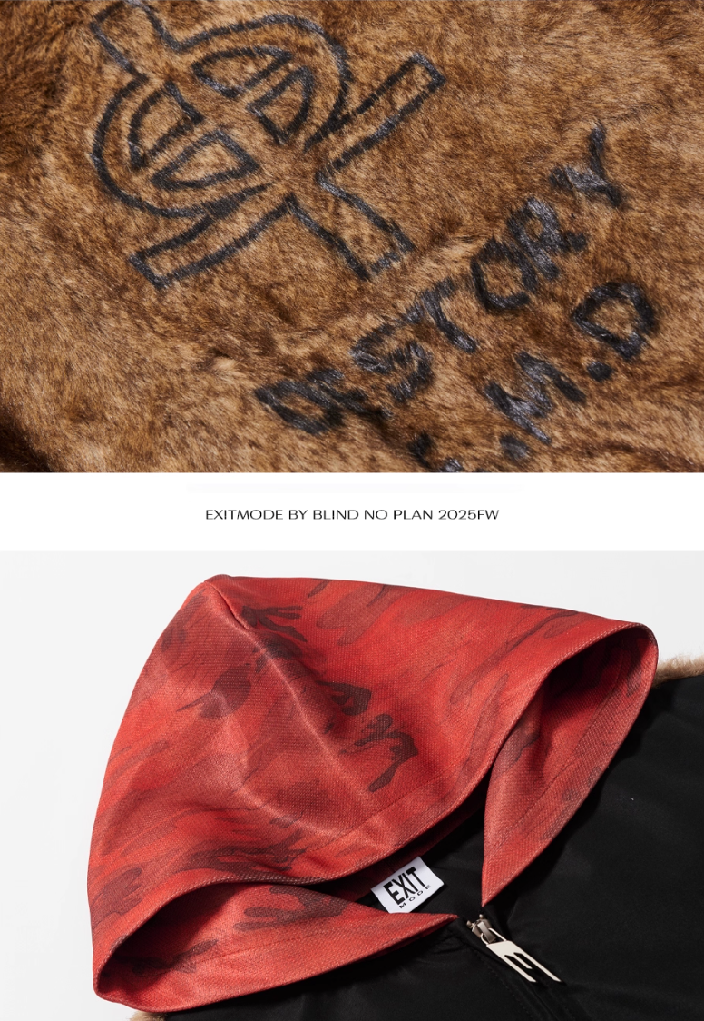 BLIND NO PLAN Patchwork Fur Hooded Vest