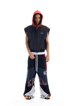 BLIND NO PLAN Patchwork Fur Hooded Vest