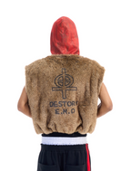BLIND NO PLAN Patchwork Fur Hooded Vest