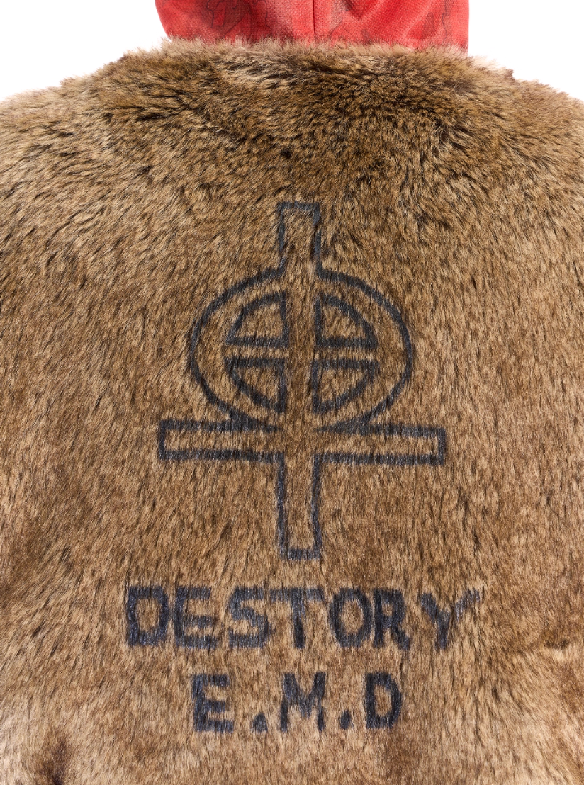 BLIND NO PLAN Patchwork Fur Hooded Vest