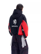 BLIND NO PLAN Quilted Color Block Hooded Bomber Jacket