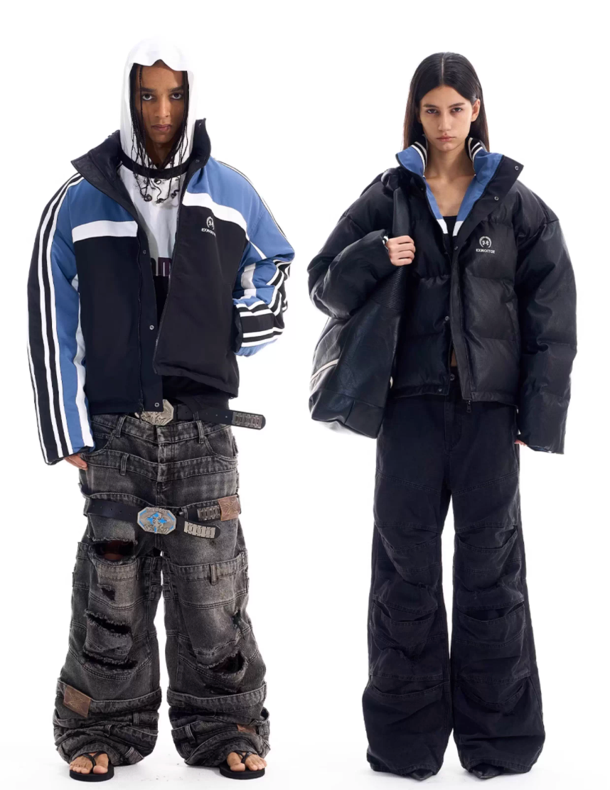 BLIND NO PLAN Reversible Sports Puffer Jacket