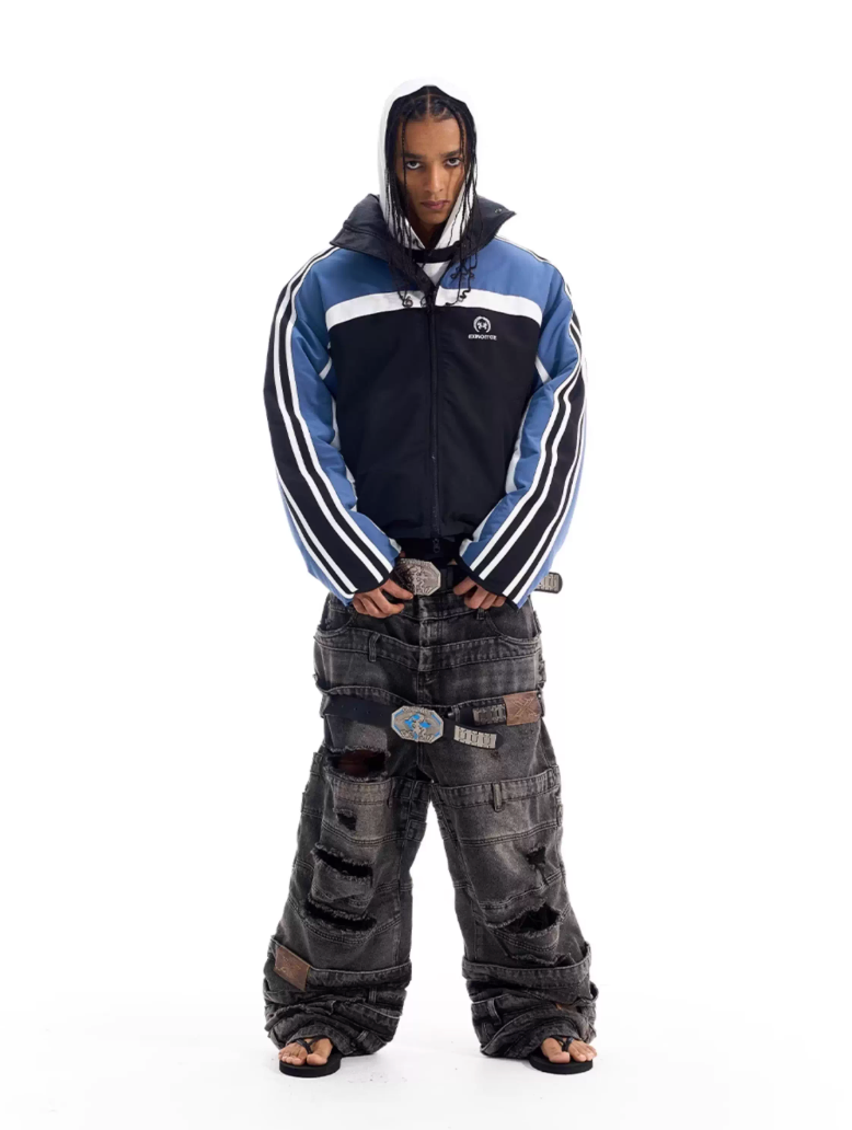 BLIND NO PLAN Reversible Sports Puffer Jacket