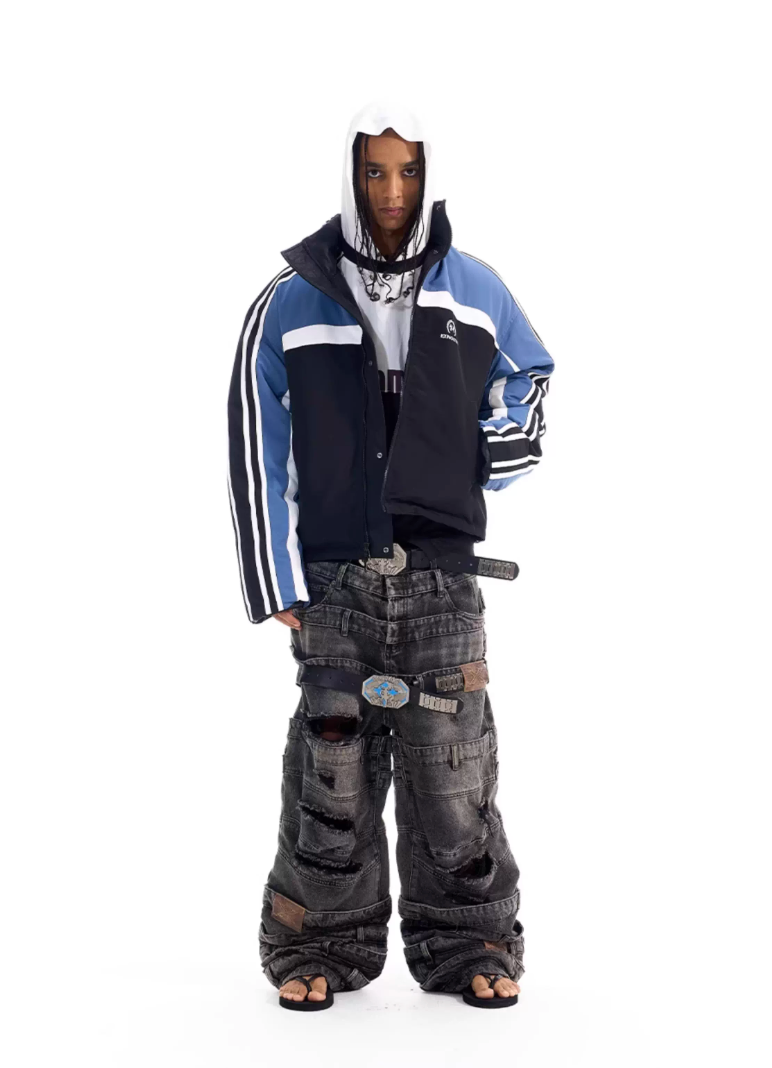 BLIND NO PLAN Reversible Sports Puffer Jacket