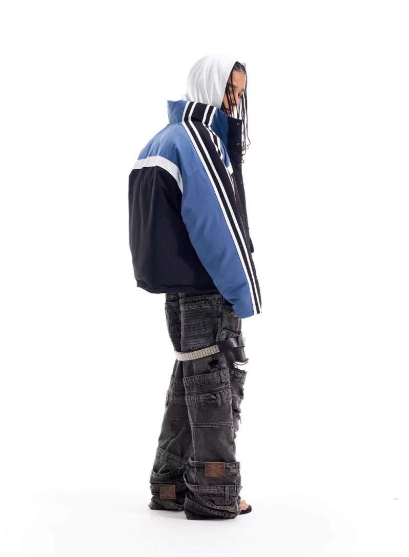 BLIND NO PLAN Reversible Sports Puffer Jacket