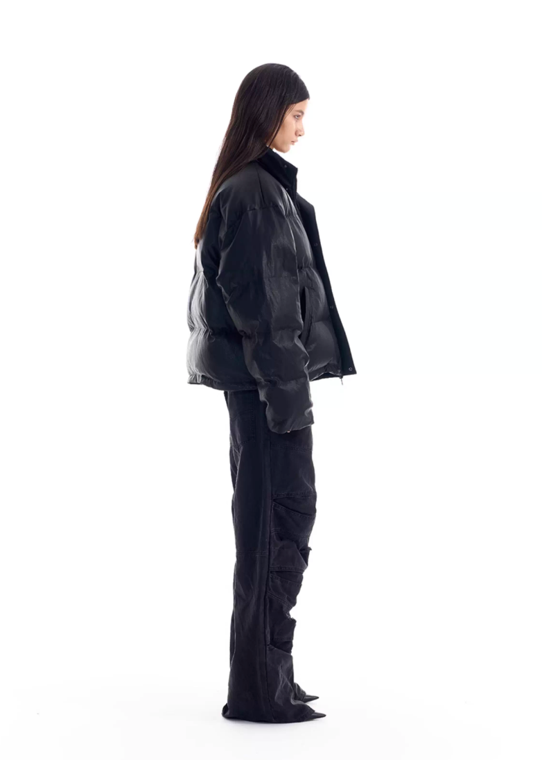 BLIND NO PLAN Reversible Sports Puffer Jacket