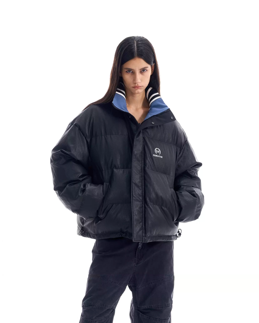 BLIND NO PLAN Reversible Sports Puffer Jacket