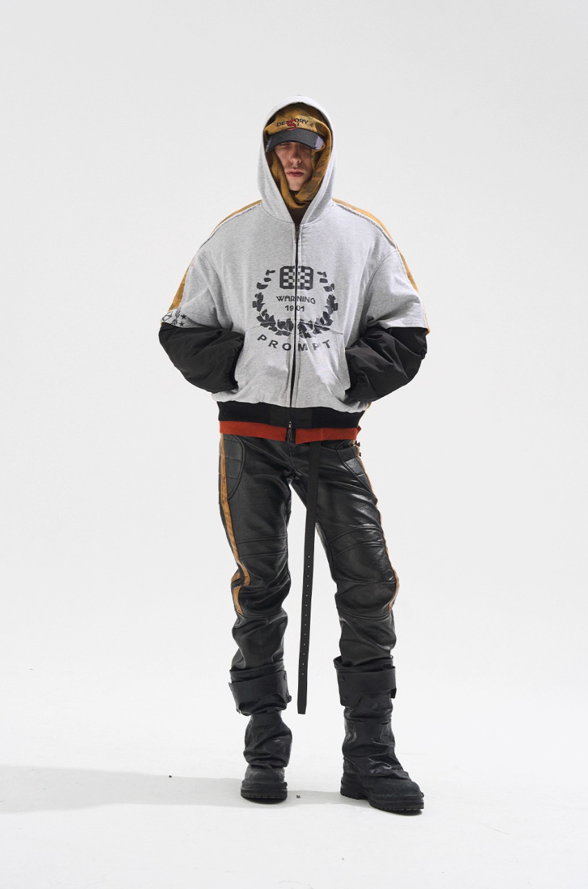 BLIND NO PLAN Reconstructed Patchwork Camouflage Padded MA-1 Jacket